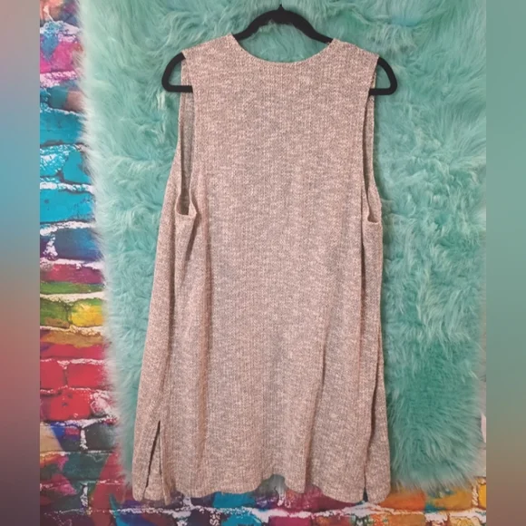 Ruby Rd Gray Silver White Sleeveless Open Front Fall Sweater Size M - Picture 4 of 14